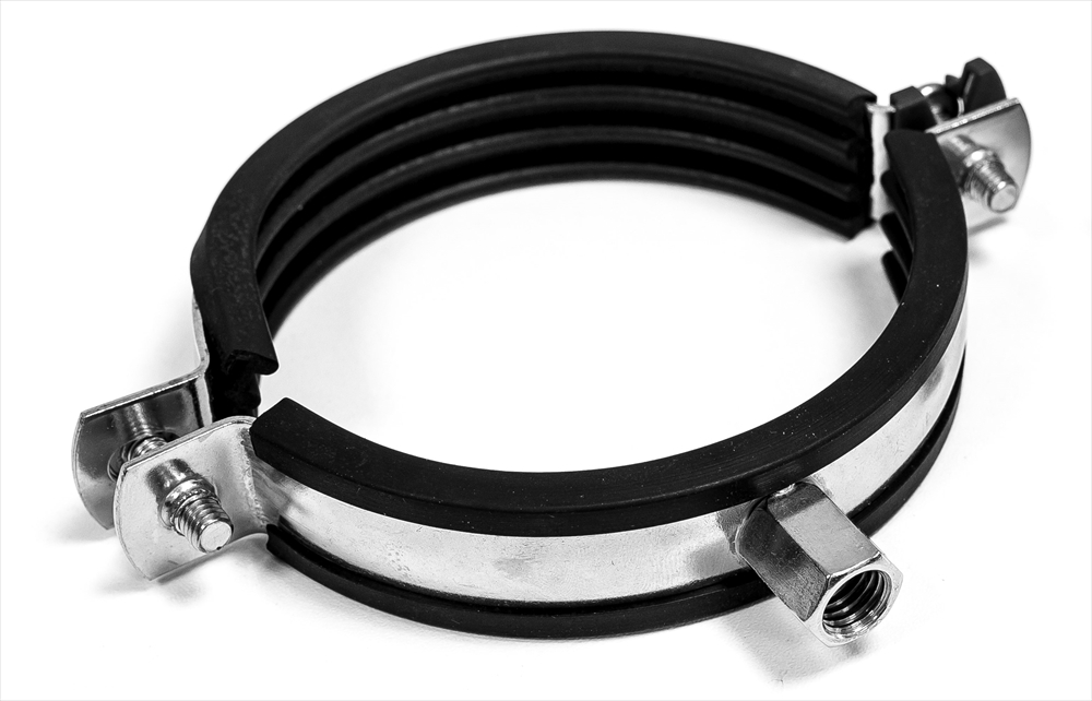 Rubber Lined Bossed Pipe Rings M10/M8 316 Stainless Steel NERO